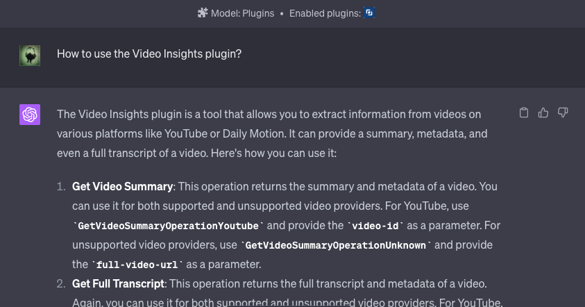 Using the Video Insights plugin